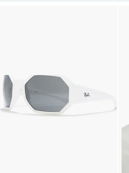 NWT Ray-Ban White Octagon Wrap Around 59MM Lens Sunglasses - Picture 6 of 6